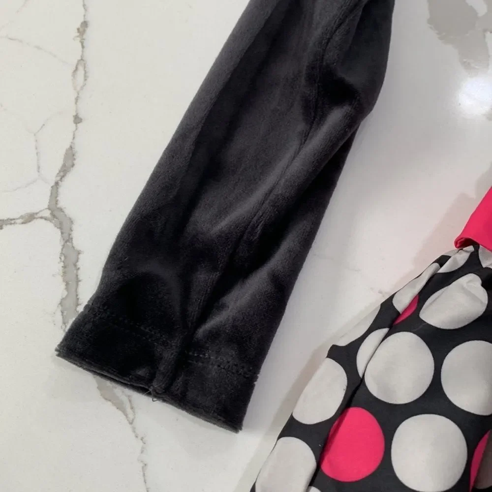 OshKosh B’Gosh | Girls Black Velour Pink Polka Dot Mini Puff Skirt Dress Size 6